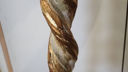 Paire de lampadaires pique cierge en bois...