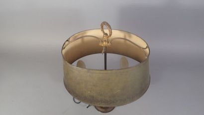 Lampe bouillotte en bronze à deux bras de...