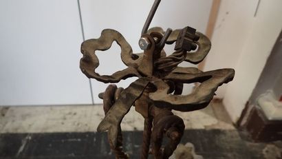 Suspension en bronze à quatre lumières, à...
