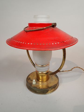 Petite lampe à suspendre en laiton, verre...