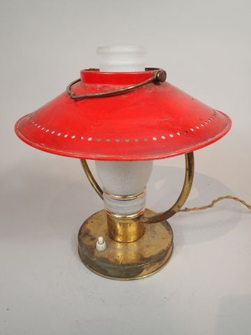 Petite lampe à suspendre en laiton, verre...