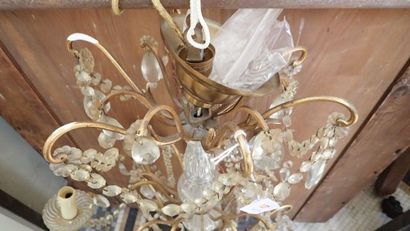 Lustre en laiton à six bras de lumière et...