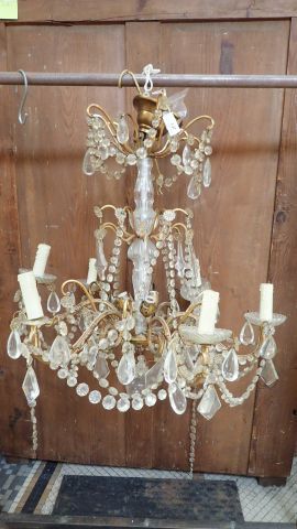 Lustre en laiton à six bras de lumière et...