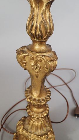 Pique cierge en bois sculpté et doré transformé...