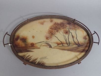 GERMONDE, plateau en fer forgé et un dessin...