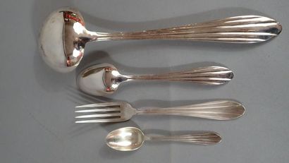 Ménagère en métal argenté, modèle moderniste,...