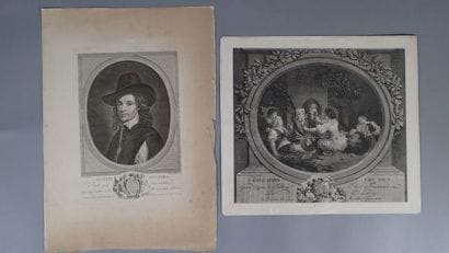Ensemble de 2 gravures en noir, début XIXème...