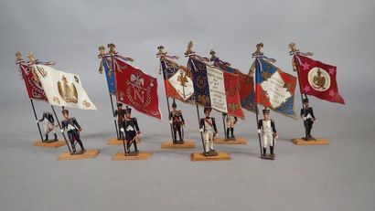CBG Paris. Ensemble de neuf soldats porte-étendards...