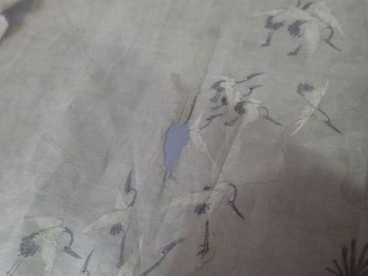 Peinture sur soie représentant un lever de...