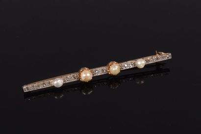 Broche barrette en or gris et or jaune (750...