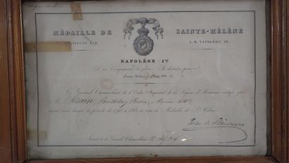 Diplôme de la Médaille de Saint Hélène attribué...