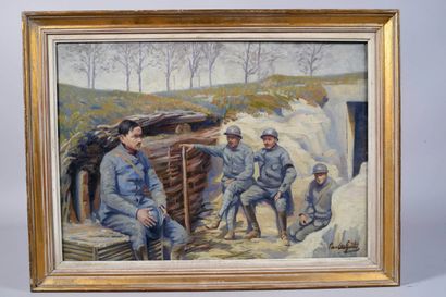 Paul Lafitte « Artilleurs au repos dans une...