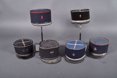 6 képis: Douanes, Garde Champêtre, Pompiers....