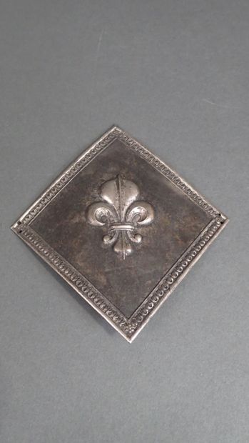 Plaque de shako à la fleur de Lys, en métal...
