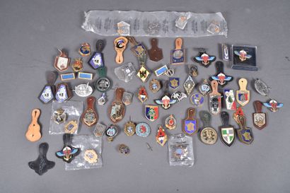Environ 60 insignes régimentaires toutes...