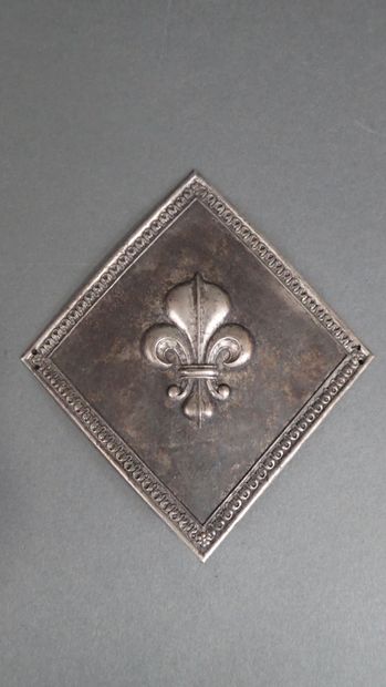Plaque de shako à la fleur de Lys, en métal...