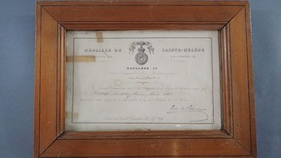 Diplôme de la Médaille de Saint Hélène attribué...