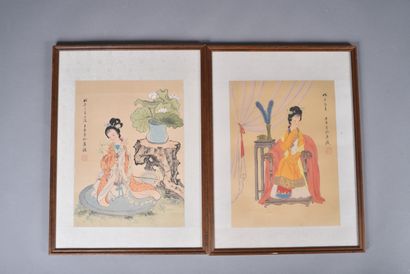 China, 20th century
Two ink and polychrome...