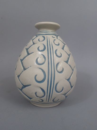 MOUGIN in Nancy. Stoneware ovoid vase with...