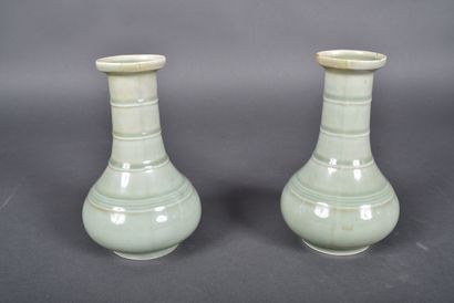 Pair of celadon-green porcelain vases with...
