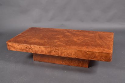 ROCHEBOBOIS. Low table in burr wood veneer...