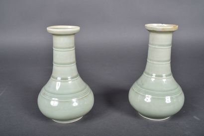 Pair of celadon-green porcelain vases with...