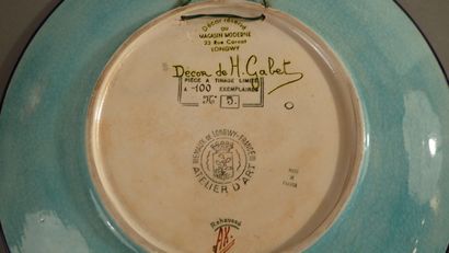 LONGWY. Large circular dish in Longwy enamels...
