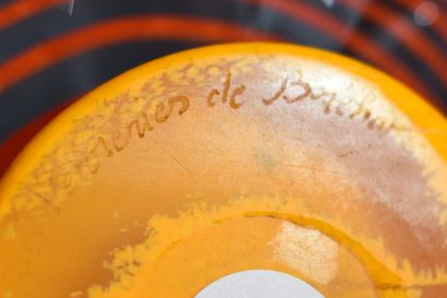LES VERRERIES DE BREHAT. Large glass bowl...