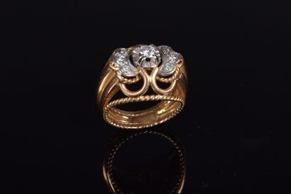 Yellow and white gold (750 thousandths) and...