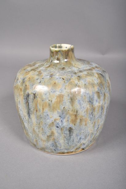 Blue and green flamed sandstone vase with...