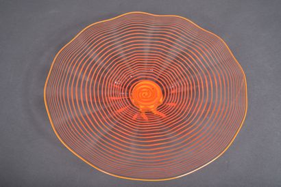 LES VERRERIES DE BREHAT. Large glass bowl...