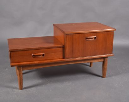 Small teak bar buffet opening to a drawer...