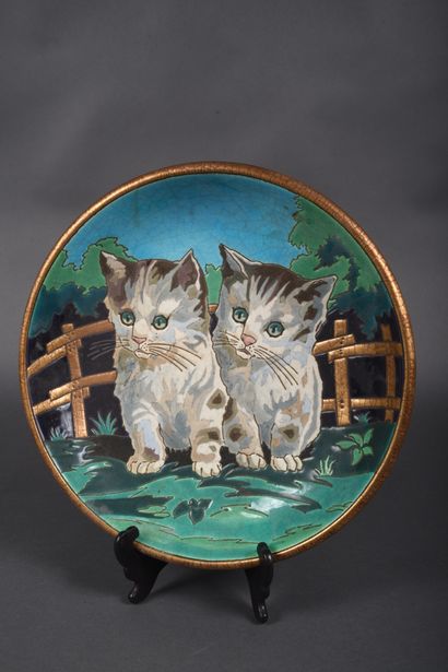 LONGWY. Large Longwy enamel bowl with full...