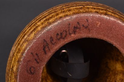 ACCOLAY. Brutalist-style ochre-ringed glazed...