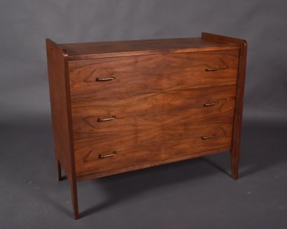 Teak chest of drawers opening to three drawers...