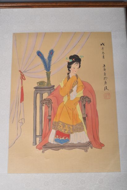 China, 20th century
Two ink and polychrome...