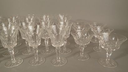 BACCARAT. Set of cut crystal glasses, Camargue...