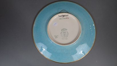 LONGWY. Large dish in Longwy enamels decorated...