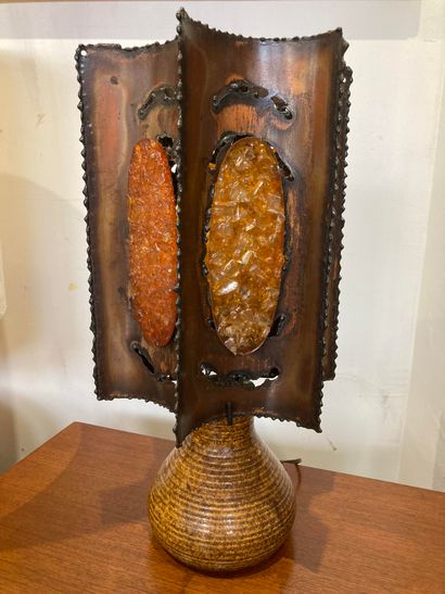 ACCOLAY. Brutalist-style ochre-ringed glazed...
