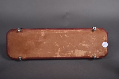 LANCEL. Leather and chrome-plated metal server...