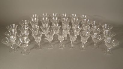 BACCARAT. Set of cut crystal glasses, Camargue...