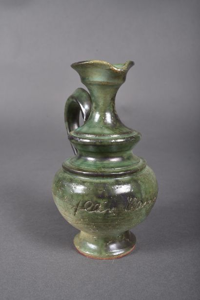 Jean MARAIS (1913-1998). Green glazed earthenware...