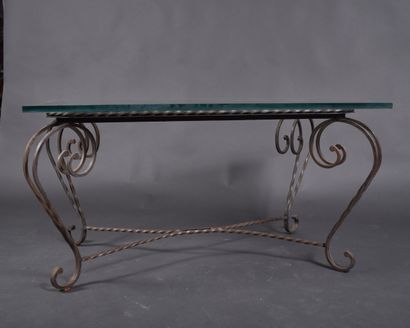 Wrought-iron coffee table with twisted structure...
