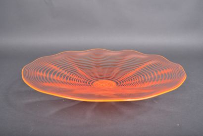 LES VERRERIES DE BREHAT. Large glass bowl...