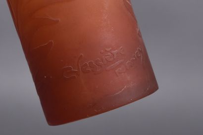 Charles VEISSIERE - Nancy. Cylindrical vase...