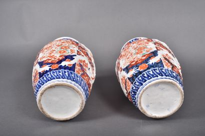 Pair of imari porcelain baluster vases decorated...