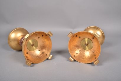 Pair of ormolu candlesticks, the stepped...