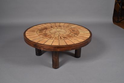 Roger CAPRON (1922-2006). Wooden coffee table...
