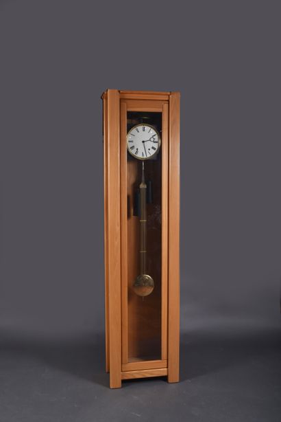 REGAIN HOUSE. Solid elm parquet clock with...