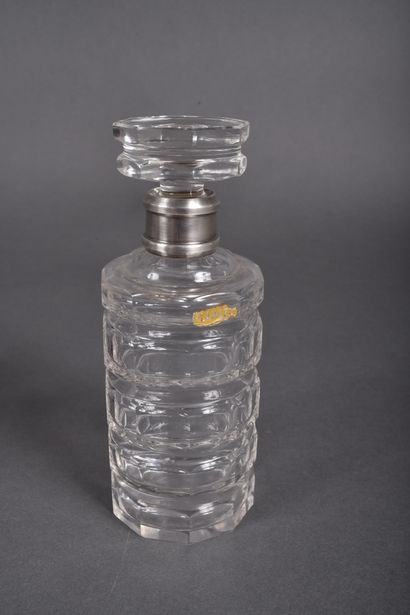LANCEL. Leather and chrome-plated metal server...